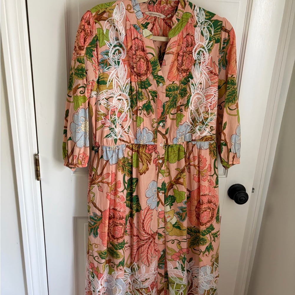 Soft Surroundings Multicolor Floral Midi Dress